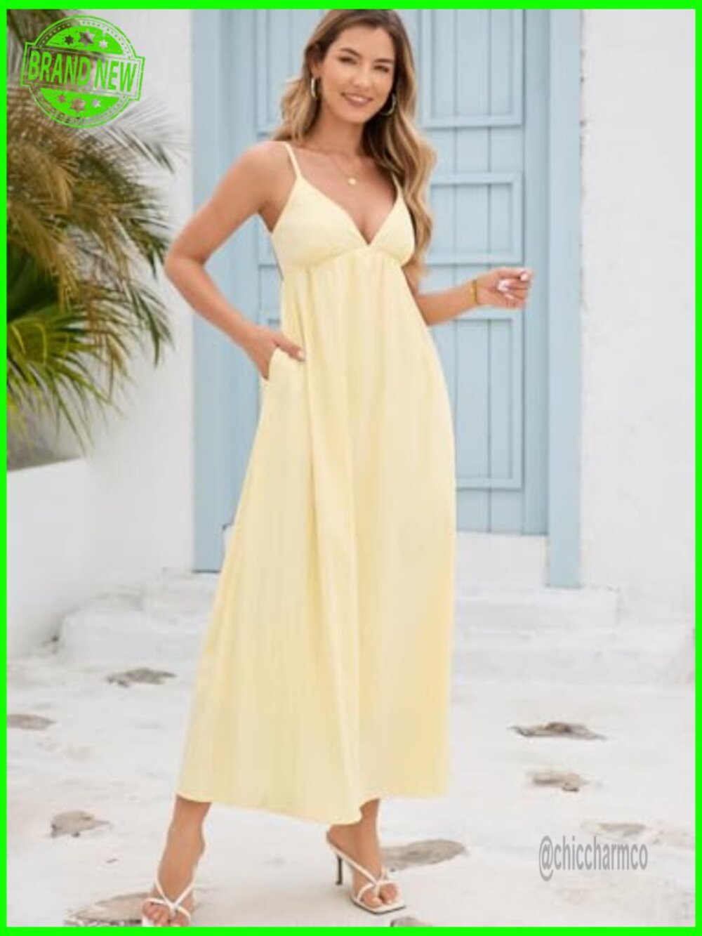 Backless Maxi Dress with Adjustable Straps Flowy Boho Sundress - Picture 3 of 7
